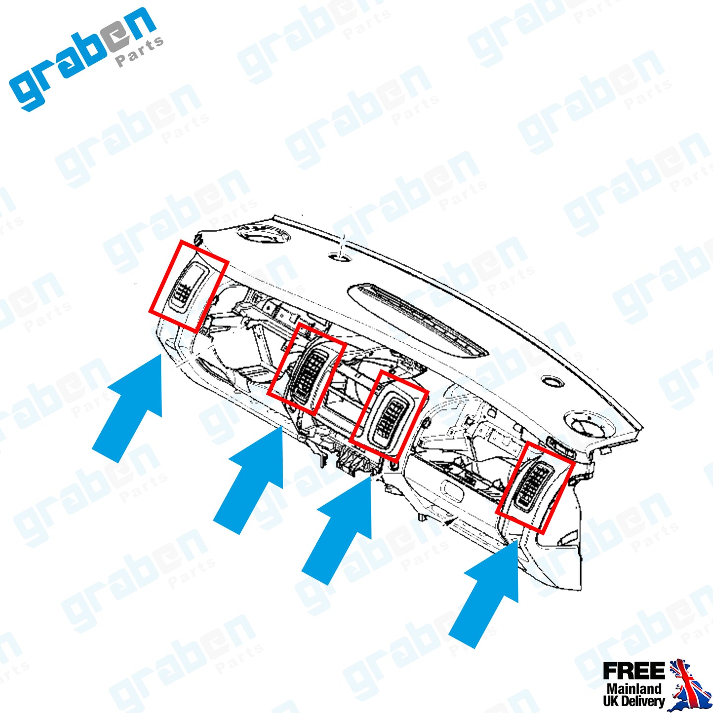 DASHBOARD AIR GRID FOR VAUXHALL VIVARO / RENAULT TRAFIC II 7701054458